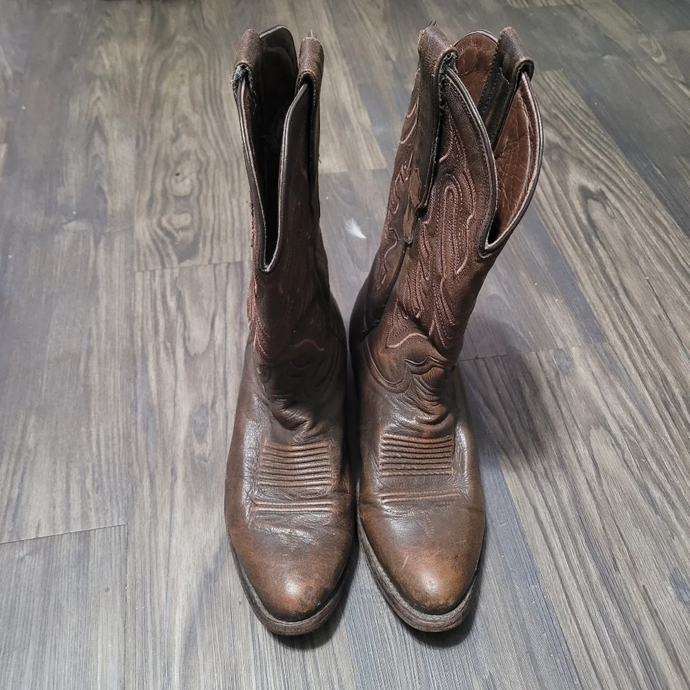 Tanner Mark Ruston Imitation Caiman Belly Mens 8 Brown Western Cowboy Boots